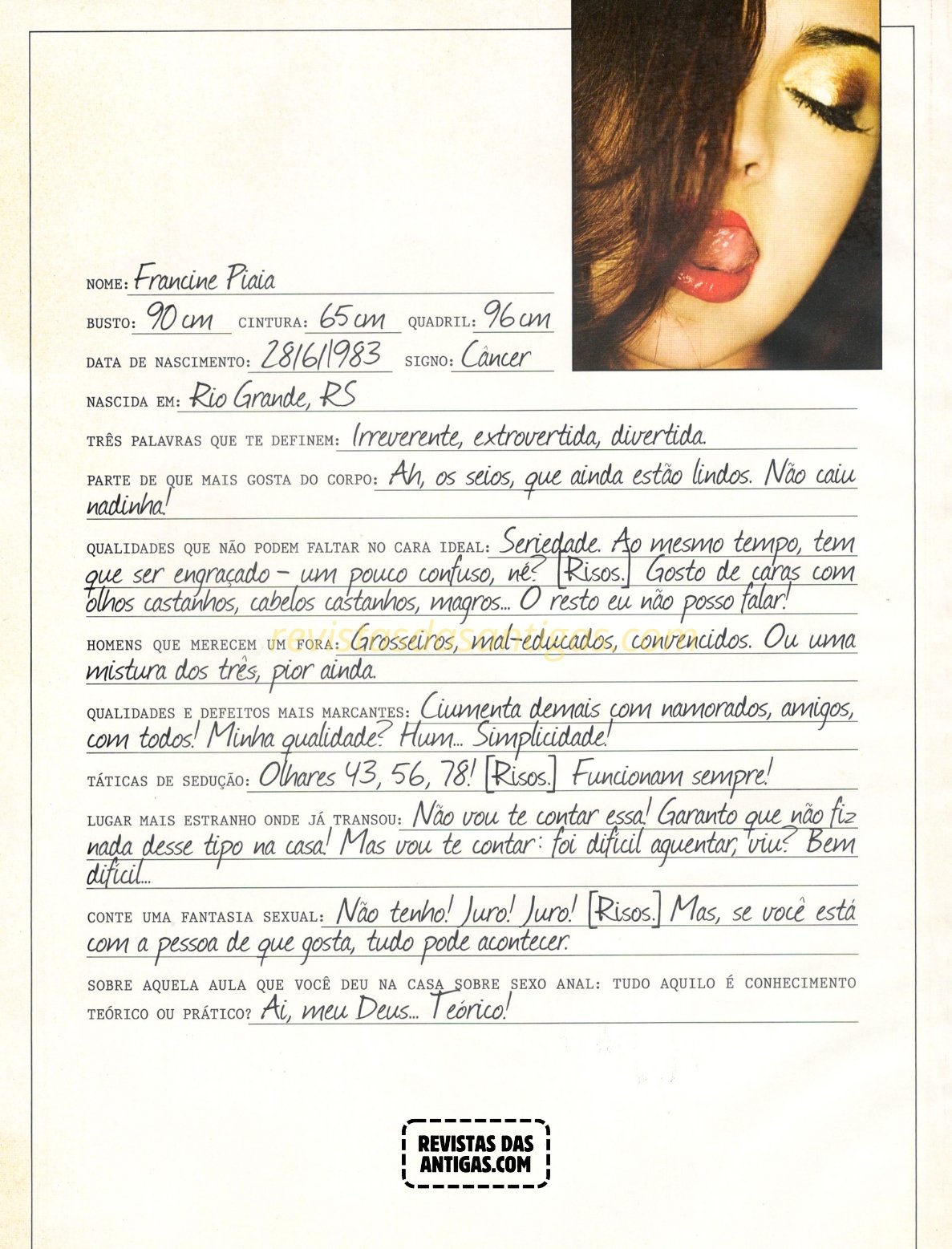 Francine Piaia em Fotos Nuas Escaneadas da Playboy, sem censura